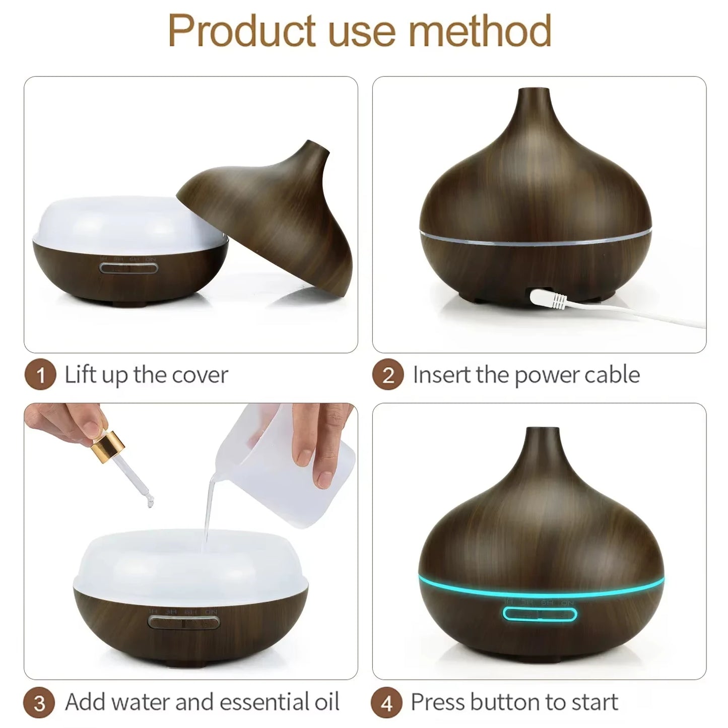 500ml Wood Grain Aroma Diffuser