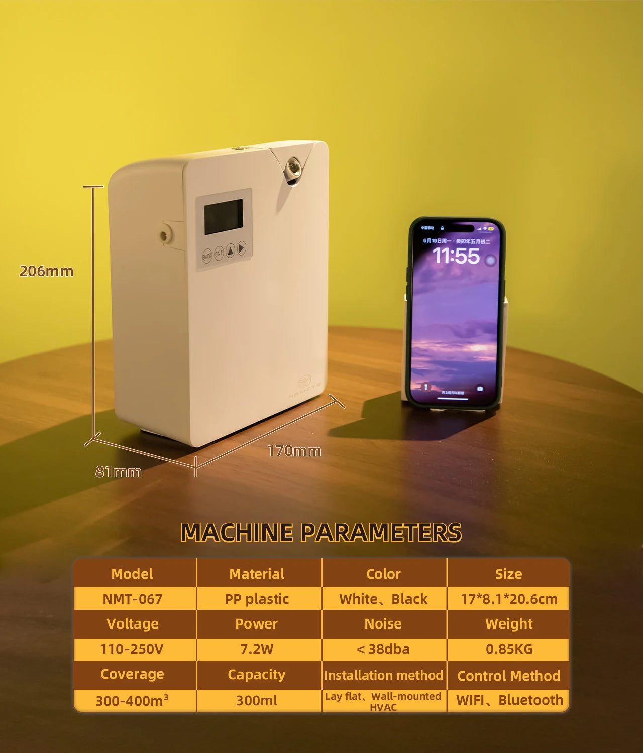 NAMSTE Smart Aroma Diffuser 250ml WiFi Bluetooth